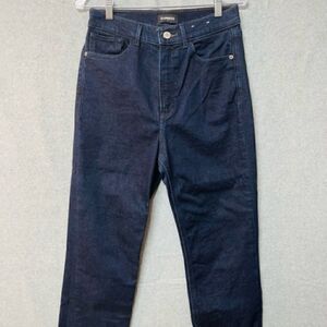 EXPRESS Women's 8R Dark Wash Blue Stretch Denim Straight Cropped High Rise Excel